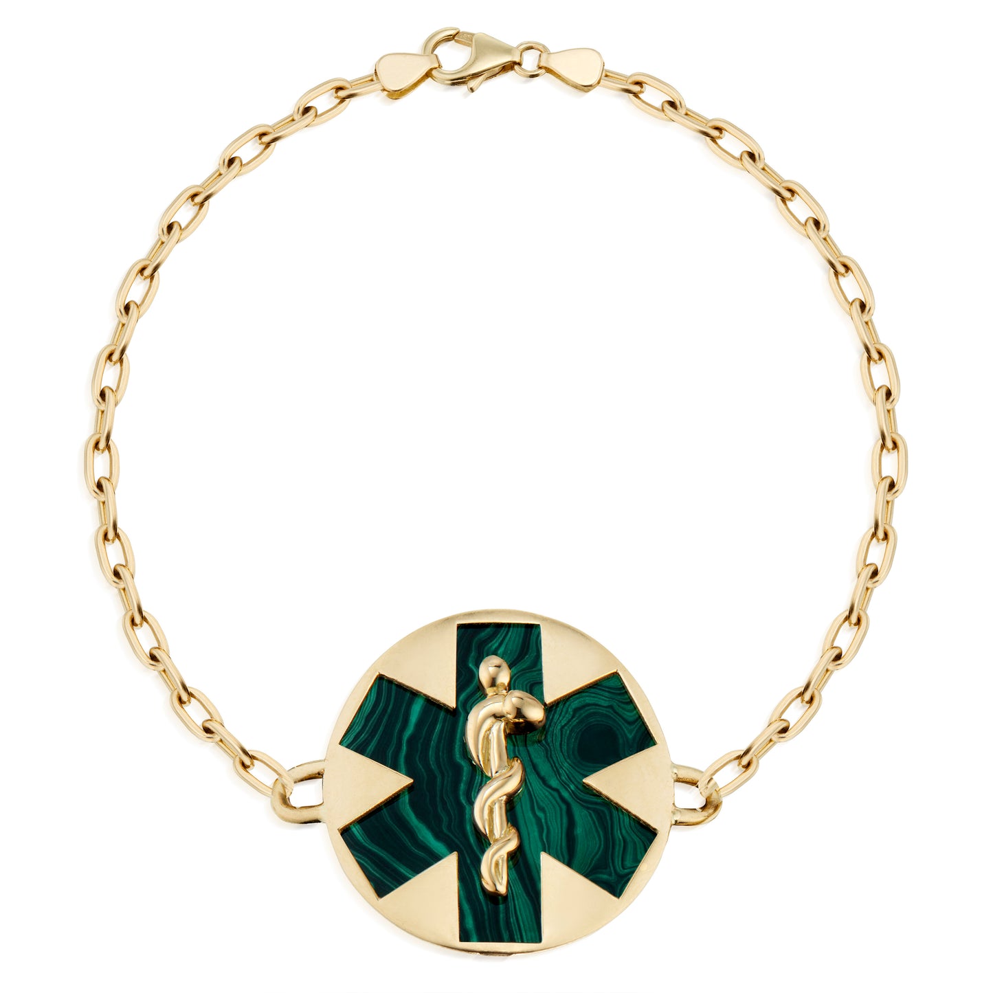 Stone Inlay Medical Alert Bracelet - Malachite