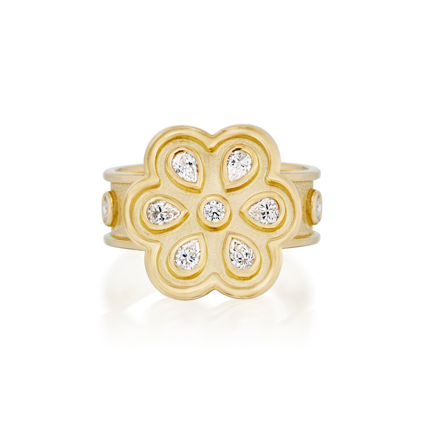 Diamond Daisy Eyelet Cigar Band Ring