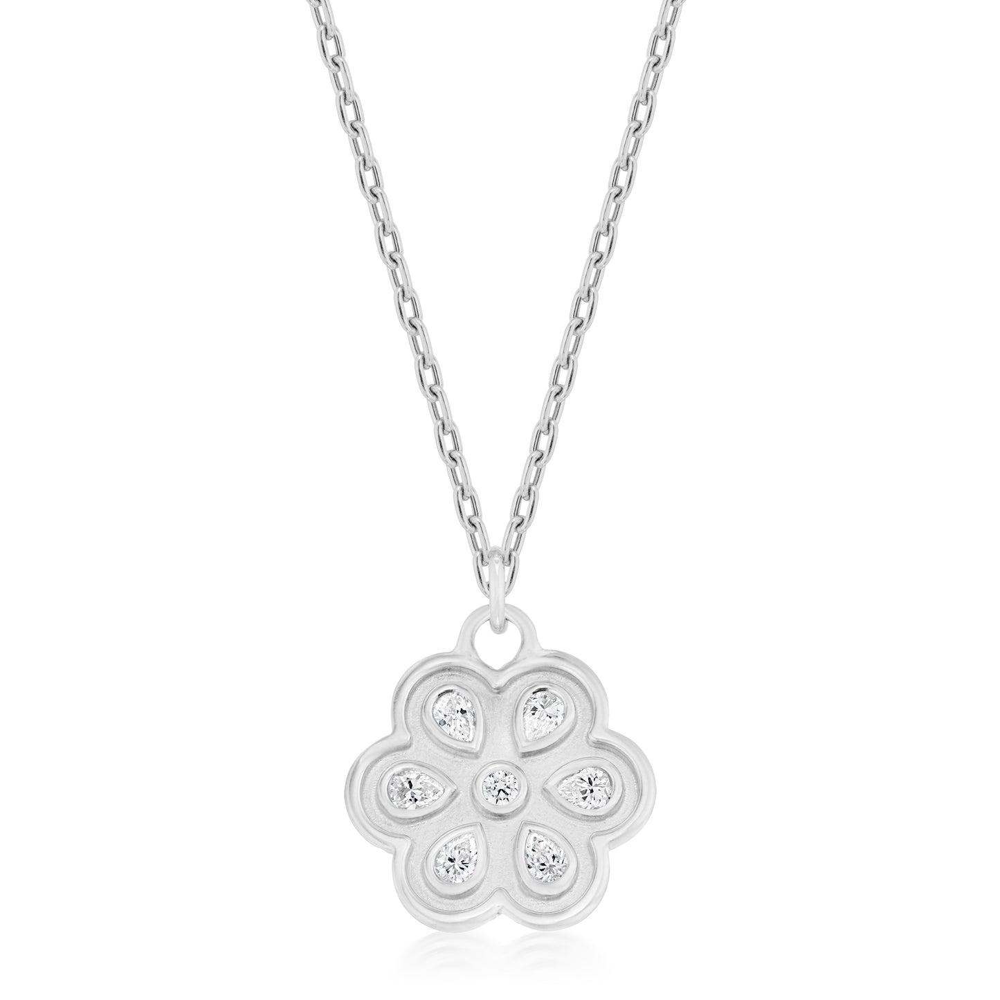 Small Diamond Daisy Eyelet Necklace