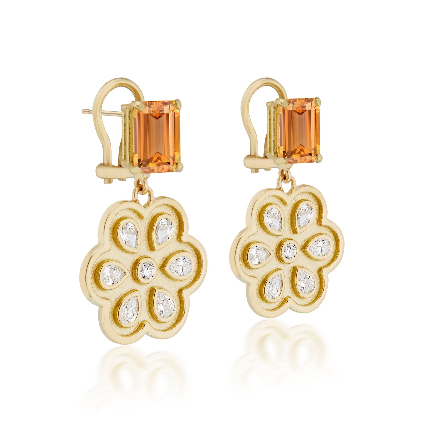 Topaz and Diamond Daisy Eyelet Drop Earrings