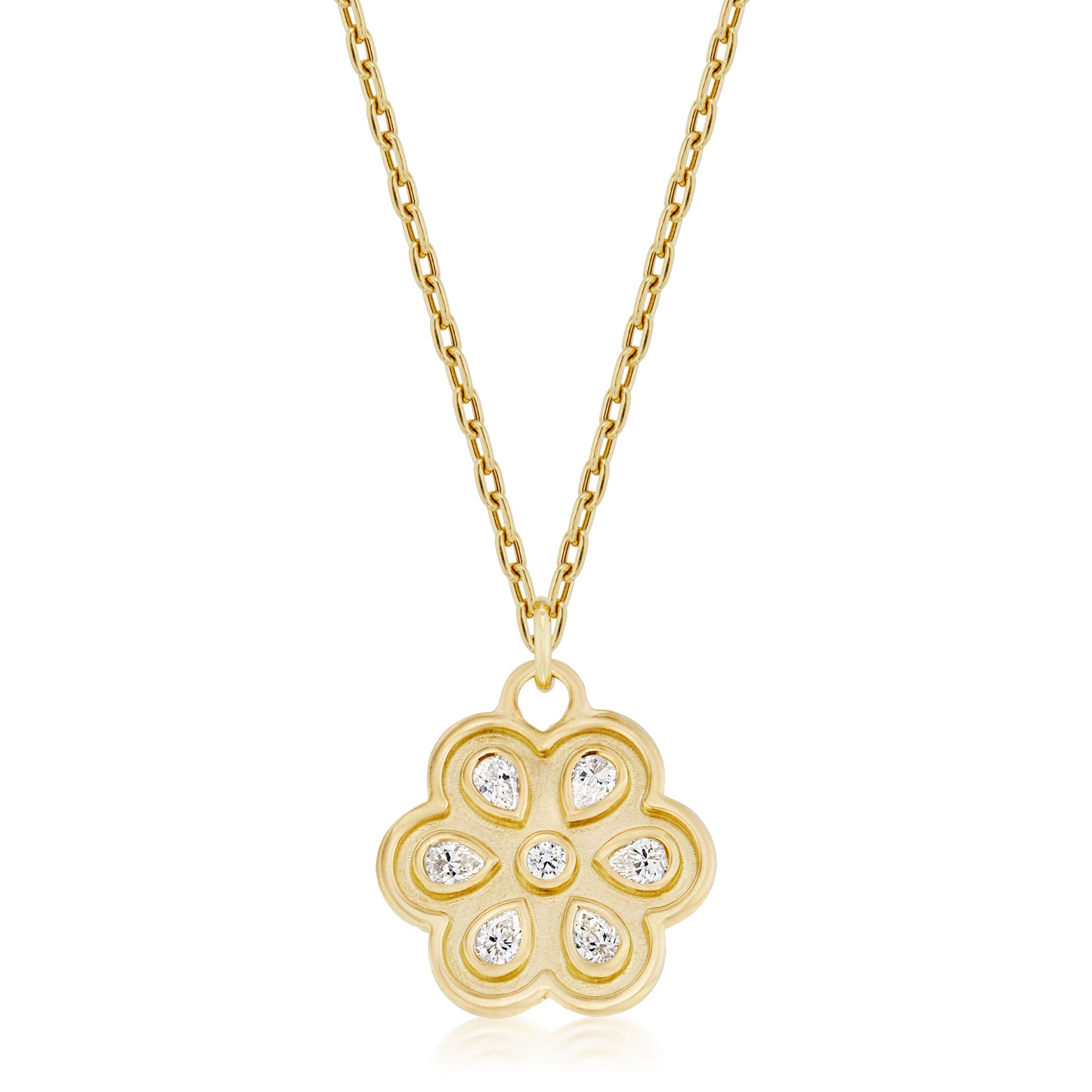 Small Diamond Daisy Eyelet Necklace
