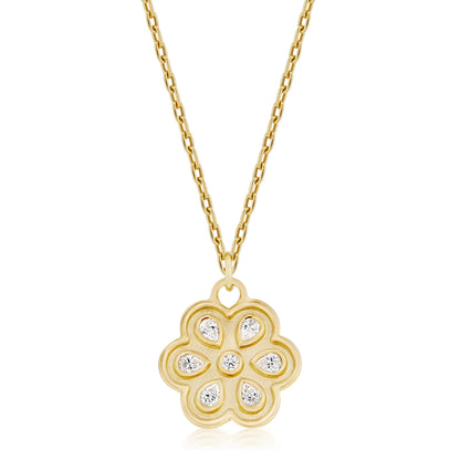 Small Diamond Daisy Eyelet Necklace