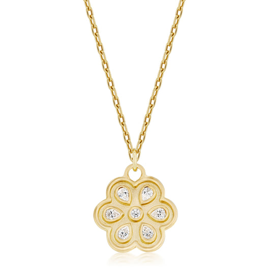 Small Diamond Daisy Eyelet Necklace